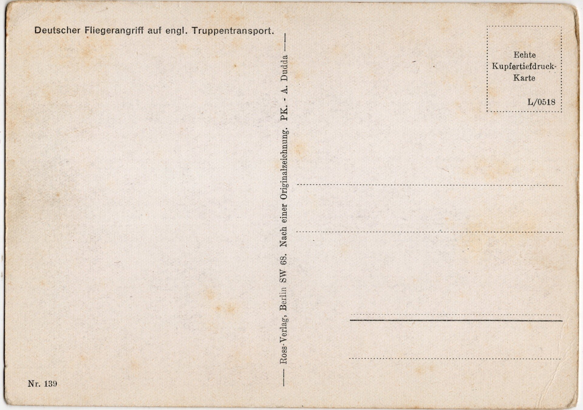 Original WW2 German Postcard - ''Deutscher Fliegerangriff auf engl. Truppentransport'' — image 2