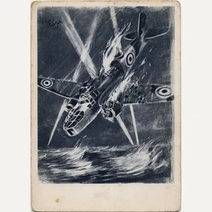 Original WW2 German Postcard - ''Absturzendes englisches Kampfflugzeug''