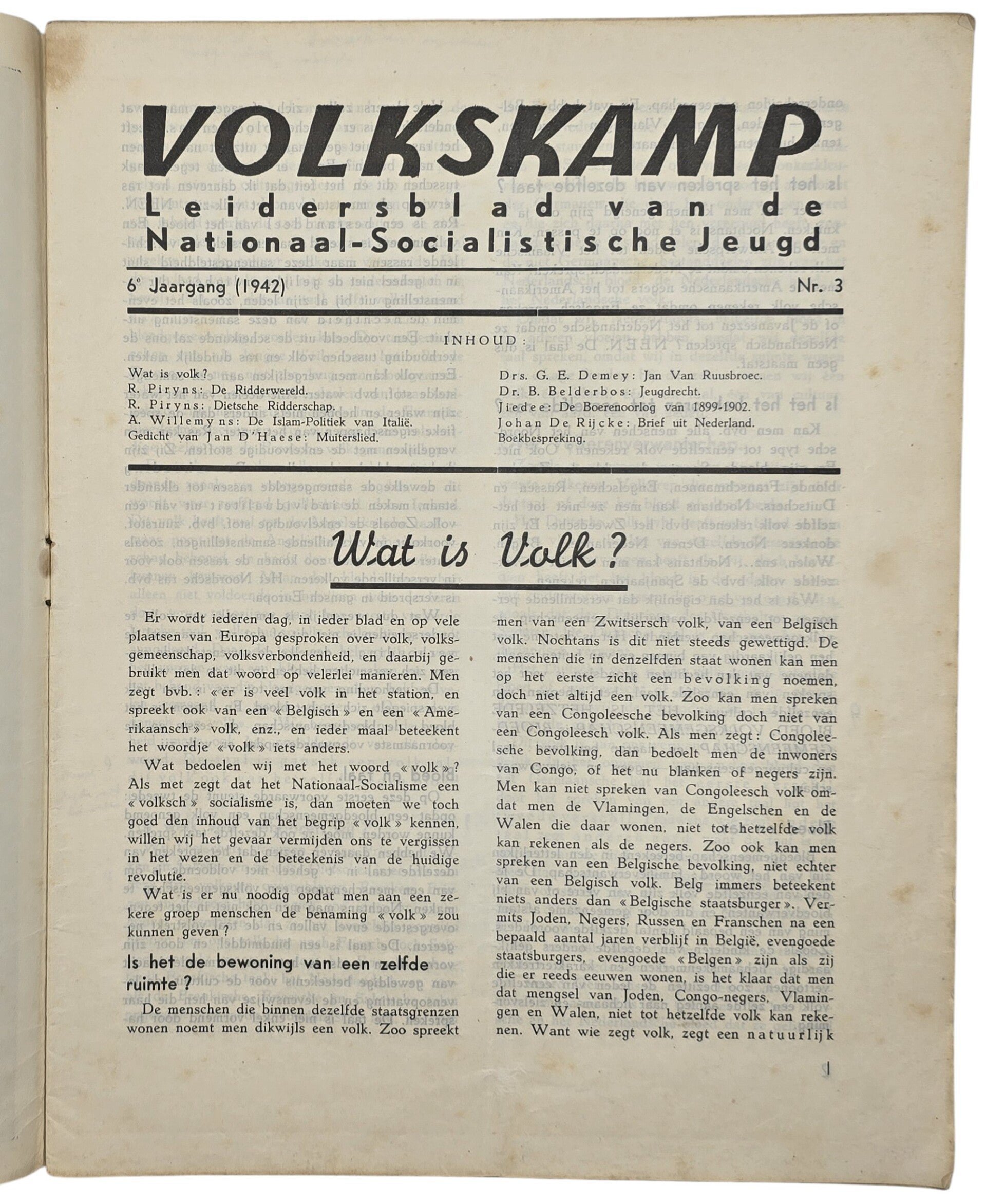 Original WW2 Flemish Collaboration Magazine - Volkskamp, 6th-year Nr. 3 (1942) — image 2