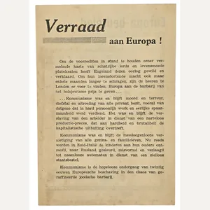 Original WW2 Flemish Waffen SS Document - Veraad aan Europa!, …