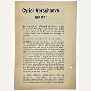 Original WW2 Flemish Waffen SS Document - Cyriel Verschaeve spreekt, …