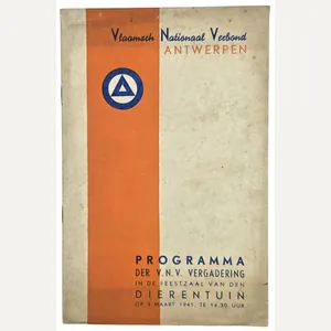 Original WW2 Flemish Collaboration VNV Brochure - VNV vergadering Dierentuin …