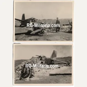 Original WW2 German Photo - Rotterdam airfield Waalhaven with crashed …