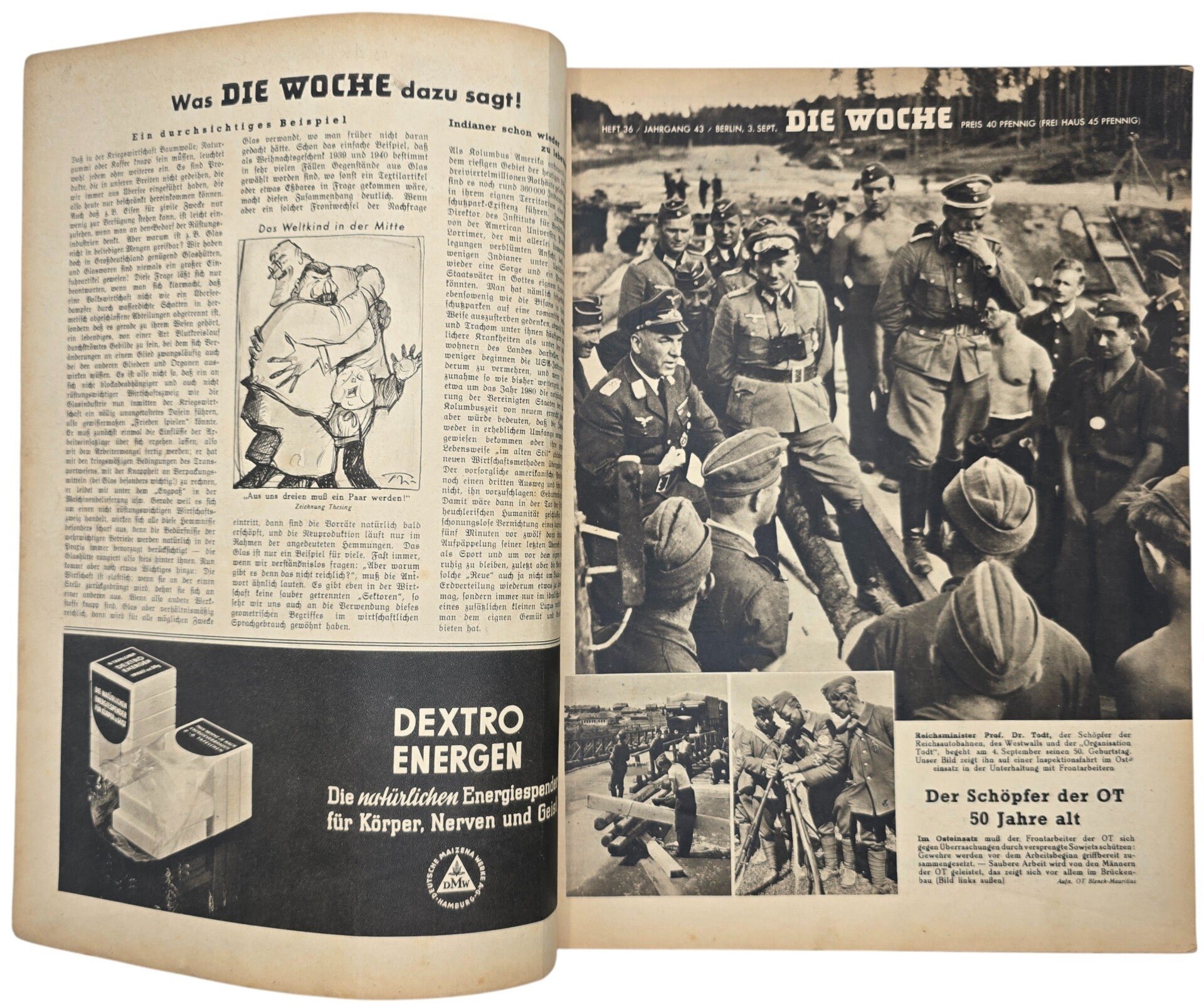 Original WW2 German Magazine - Die Woche No. 36, Großadmiral Dönitz & Herbert Wohlfarth (1941) — image 2