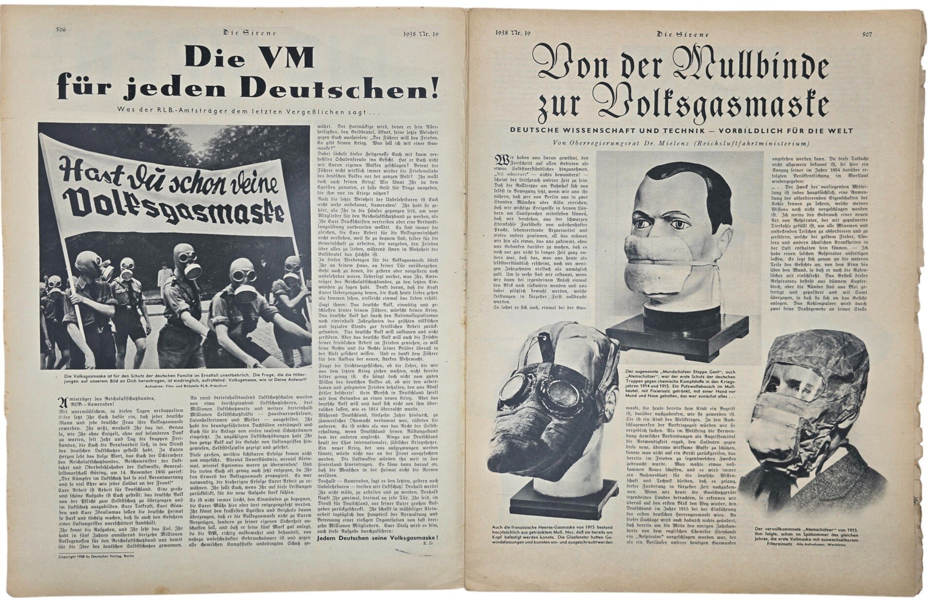 Original WW2 German RLB Magazine - Die Sirene, Nr. 19, Gasmask (1938) — image 2