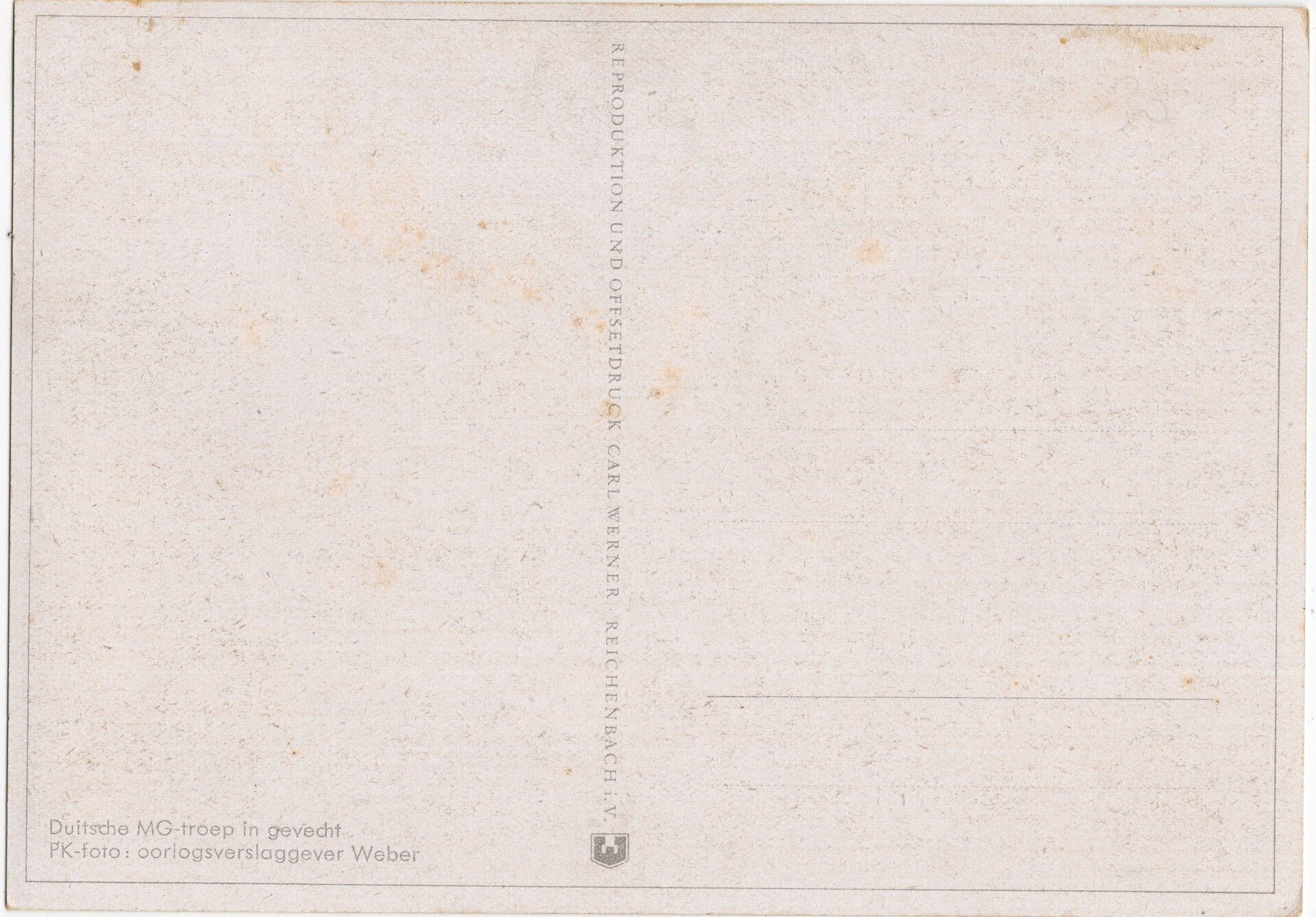 Original WW2 German Postcard - MG-34 gunners ''Duitsche MG-troep in gevecht'', Weber — image 2