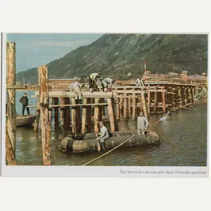 Original WW2 German Postcard - ''Het bouwen van een pier …