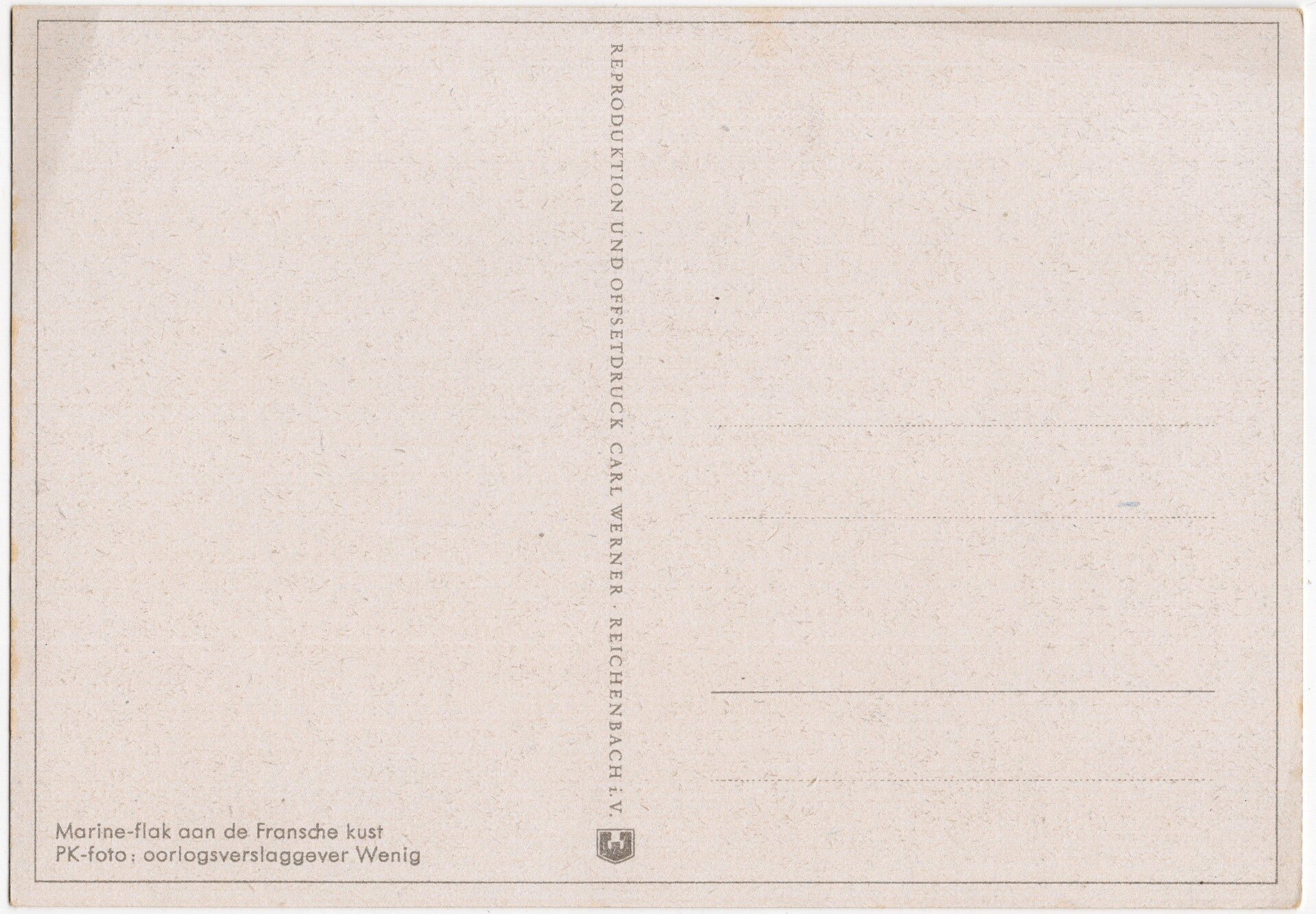 Original WW2 German Postcard - Kustenartillerie ''Marine-flak aan de Fransche kust'', Wenig — image 2