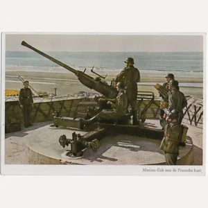 Original WW2 German Postcard - Kustenartillerie ''Marine-flak aan de Fransche …