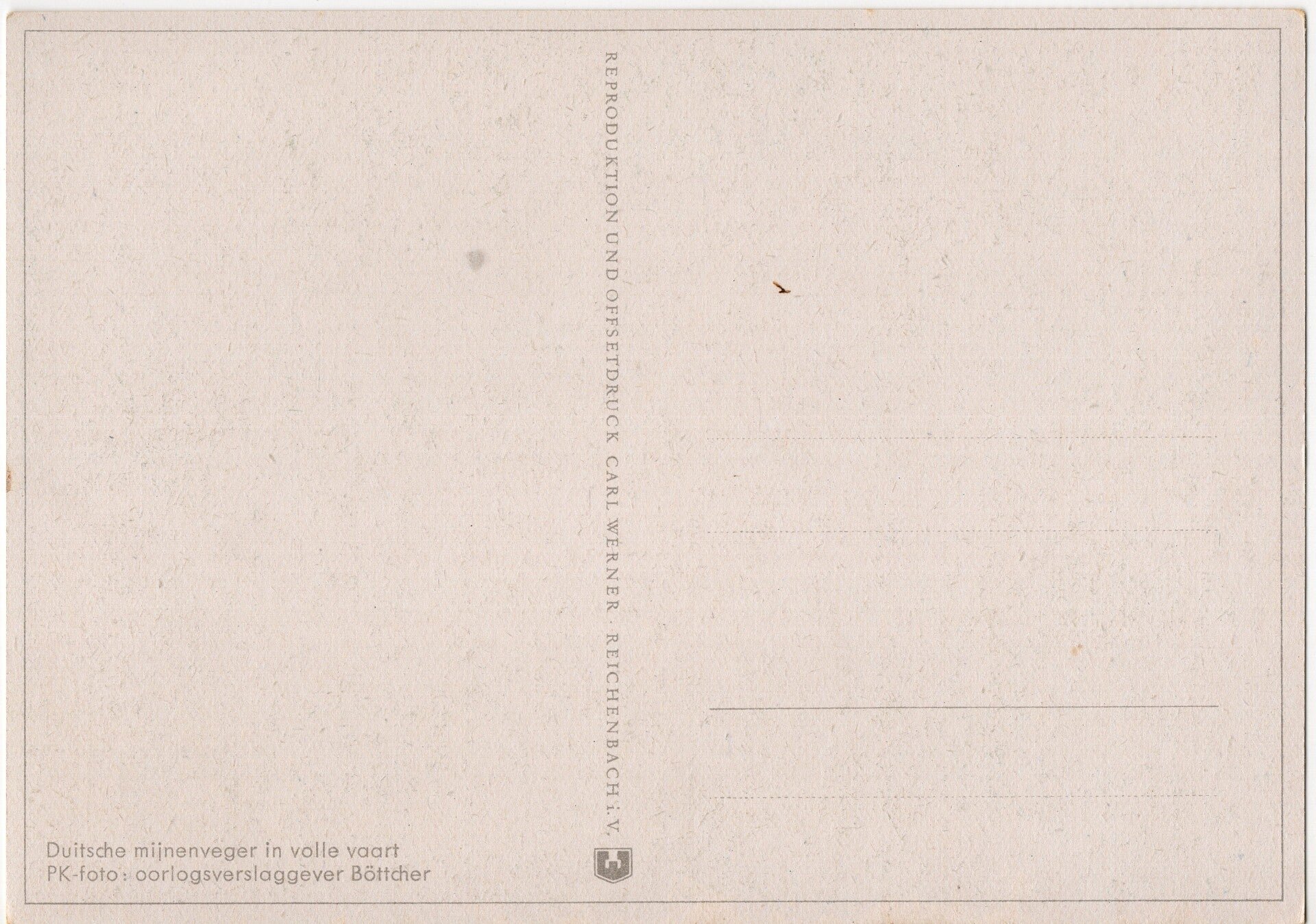 Original WW2 German Postcard - Kriegsmarine ship ''Duitsche mijnenveger in volle vaart'', Böttcher — image 2