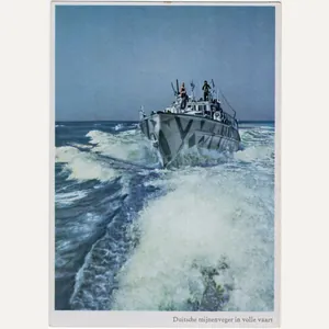 Original WW2 German Postcard - Kriegsmarine ship ''Duitsche mijnenveger in …