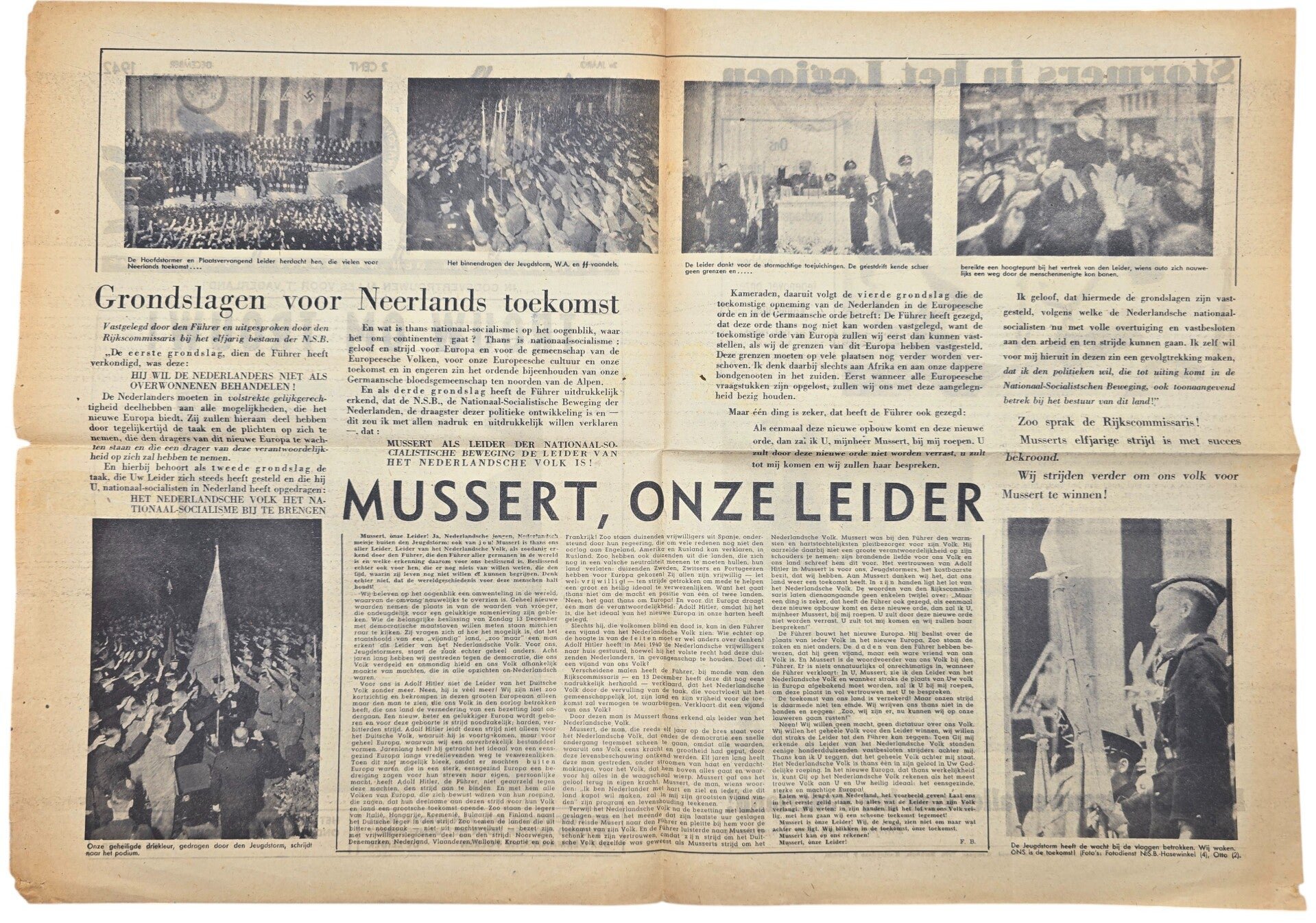 Original WW2 Dutch Collaboration NJS Newspaper - Jeugdstorm, De Stormvlag, 2nd Year No. 5 December (1942) — image 2