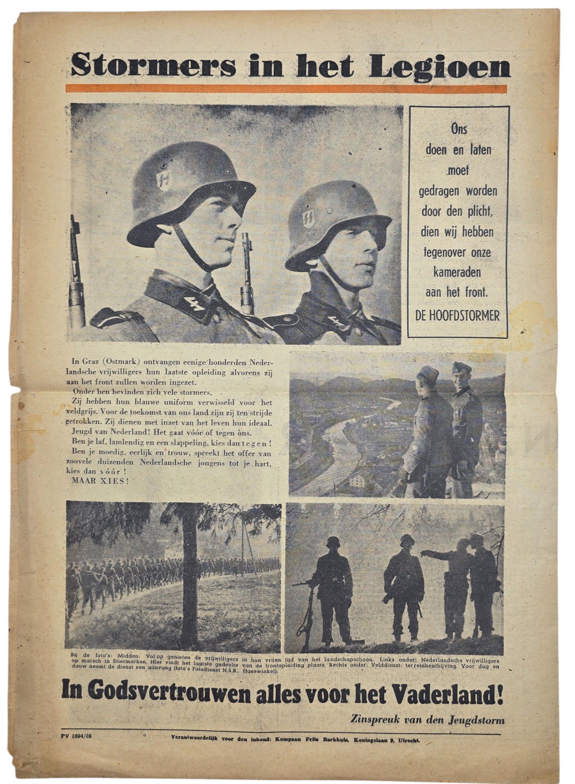 Original WW2 Dutch Collaboration NJS Newspaper - Jeugdstorm, De Stormvlag, 2nd Year No. 5 December (1942) — image 3