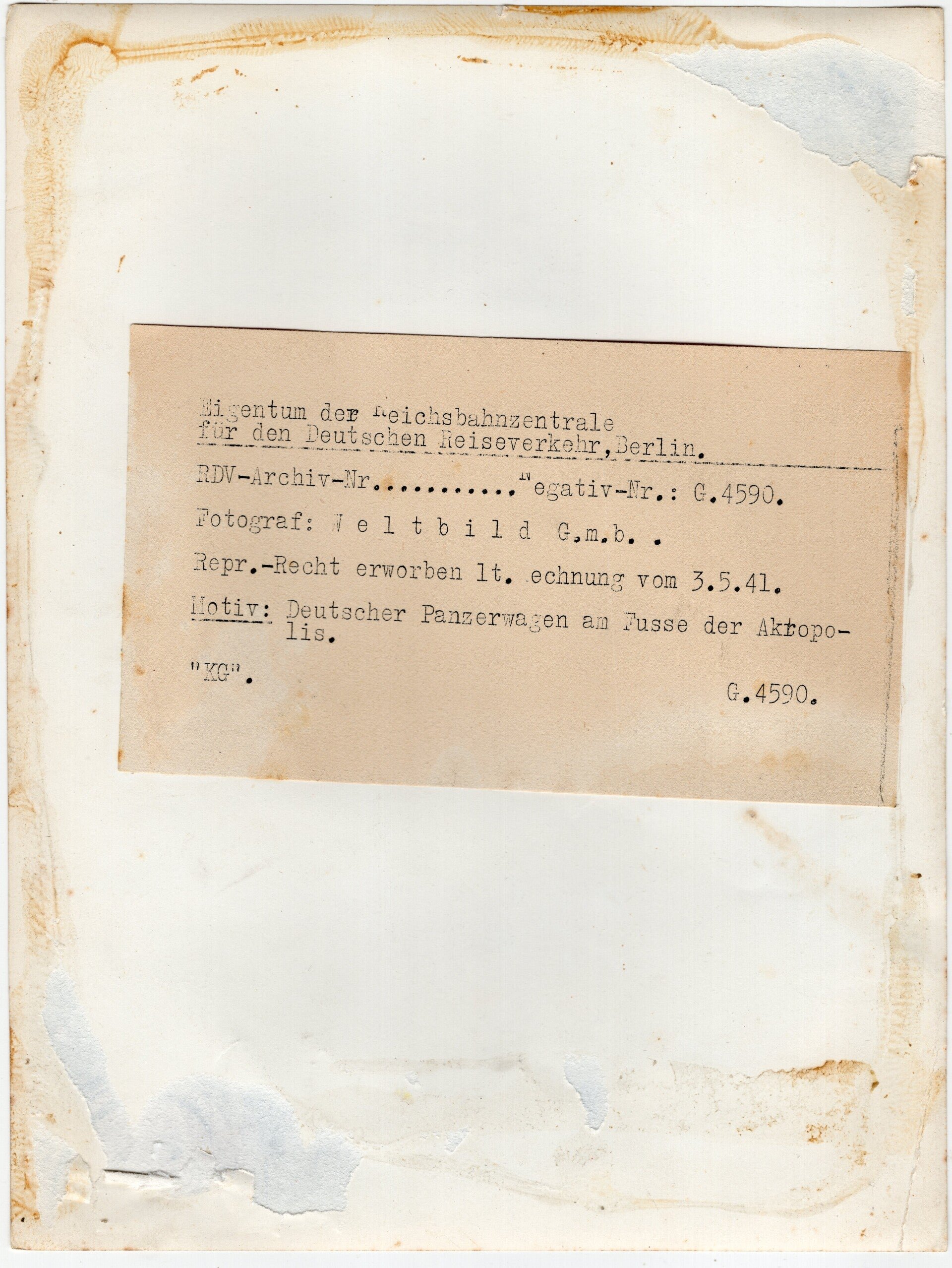 Original WW2 German Press Photo - German panzer truck at Akropolis, Greece (1941) — image 2