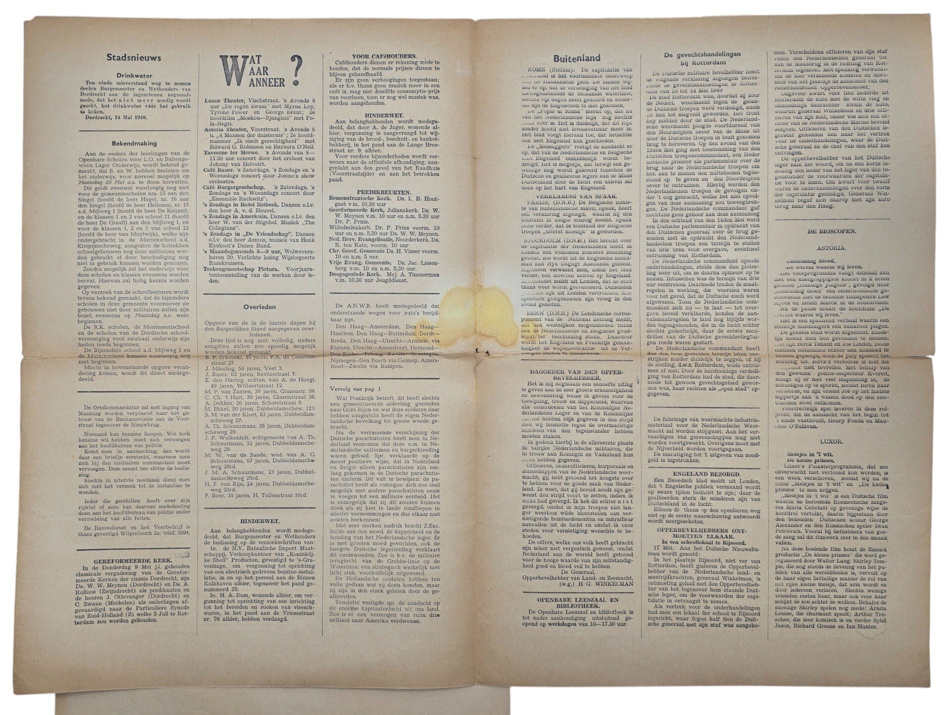 Original WW2 Dutch Newspaper - Dordrechtsch Nieuwsblad, Dordrecht, May (1940) — image 2