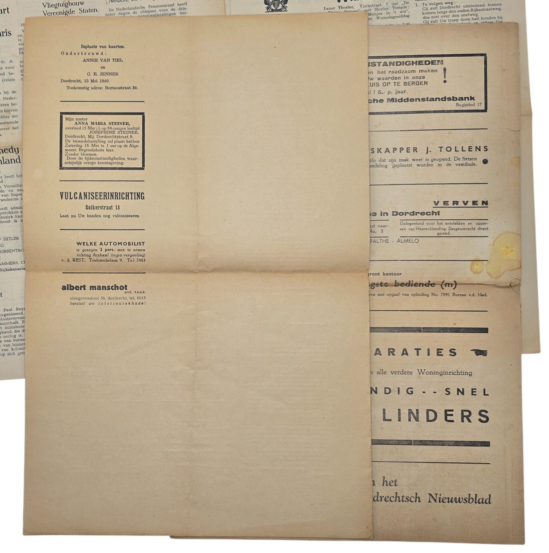 Original WW2 Dutch Newspaper - Dordrechtsch Nieuwsblad, Dordrecht, May (1940) — image 3