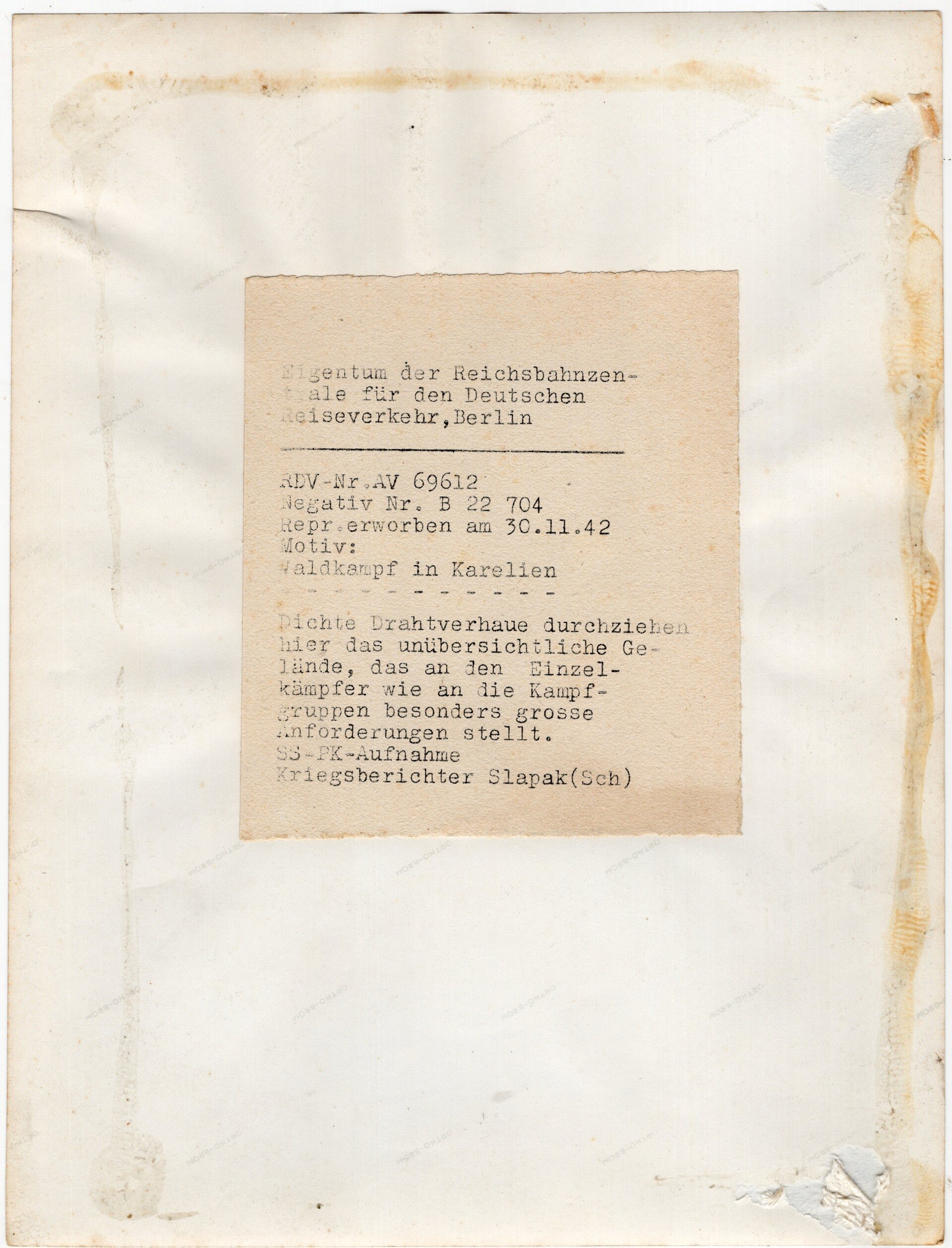 Original WW2 German Waffen SS Press Photo - Waffen SS soldiers in a trench in Karelia, Finland (1942) — image 2