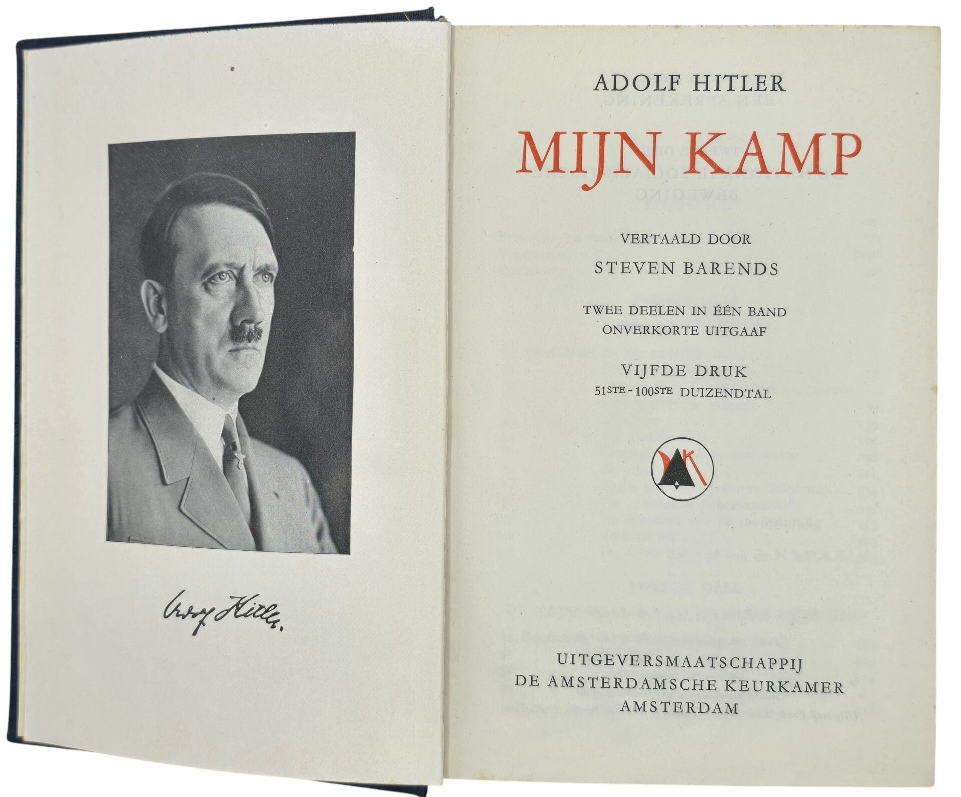 Original WW2 Dutch Book - Mijn Kamp, Adolf Hitler, 5th edition with dustcover — image 2