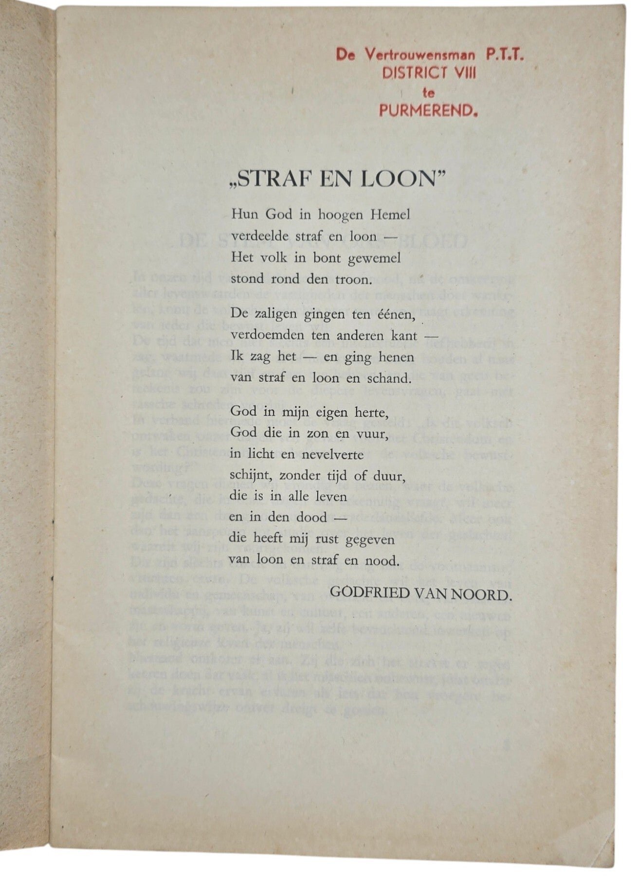 Original WW2 Dutch Collaboration NSB Brochure - De stem van ons bloed, E. J. Roskam (1940) — image 2