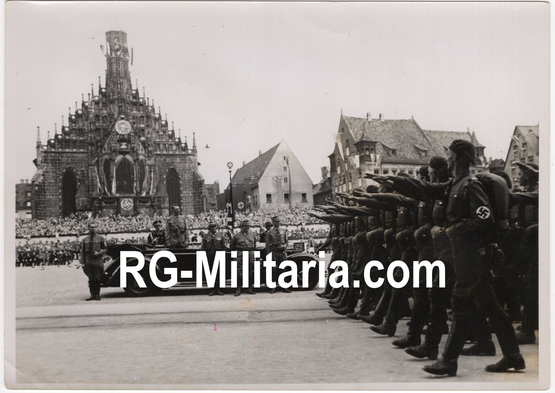 Original WW2 German Press Photo - NSFK NS Fliegerkorps parade, Adolf Hitler, Christiansen, Hess, Göring, Reichsparteitag Nürnberg (1938) — image 3
