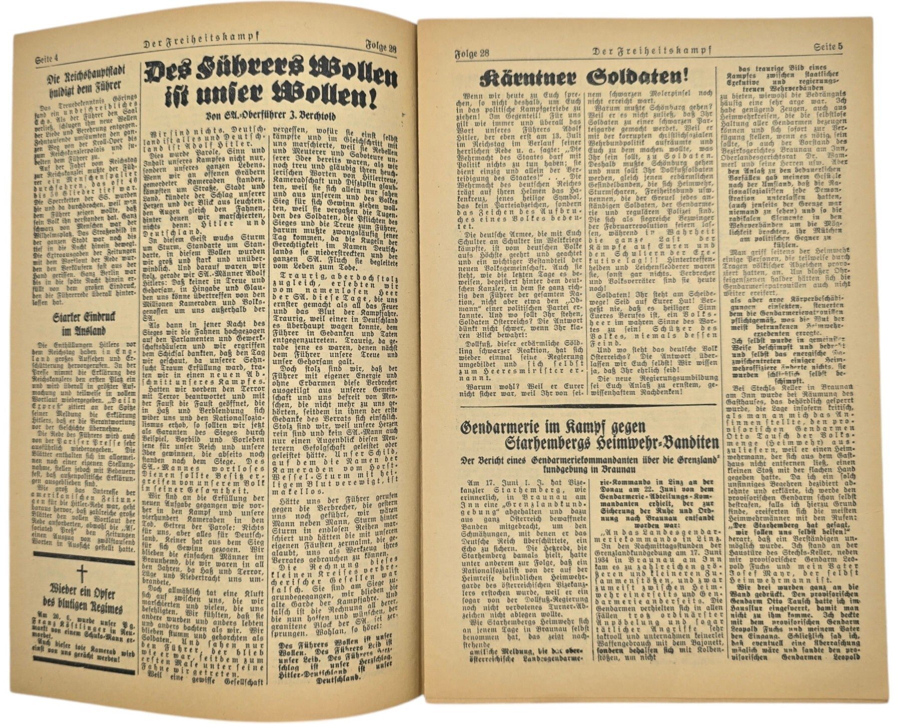 Original WW2 German Newspaper - Der Freiheitskampf, Kampfblatt der NSDAP für Kärnten u. Osttirol, 2. Jahrgang Folge 28 (1934) — image 2