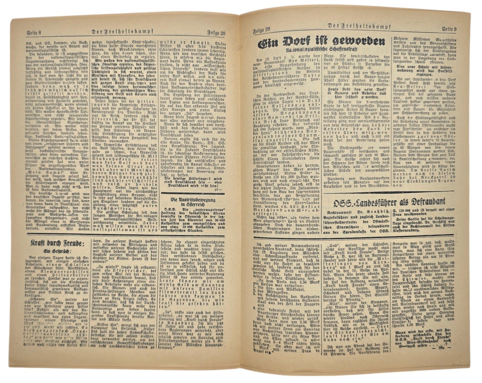 Original WW2 German Newspaper - Der Freiheitskampf, Kampfblatt der NSDAP für Kärnten u. Osttirol, 2. Jahrgang Folge 28 (1934) — image 3