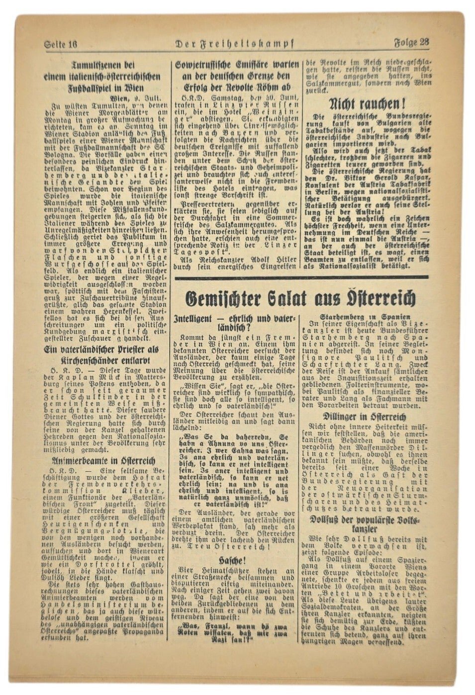 Original WW2 German Newspaper - Der Freiheitskampf, Kampfblatt der NSDAP für Kärnten u. Osttirol, 2. Jahrgang Folge 28 (1934) — image 4