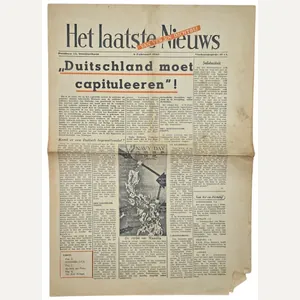 Original WW2 Dutch Collaboration Newspaper - Het Laatste Nieuws, 8h …
