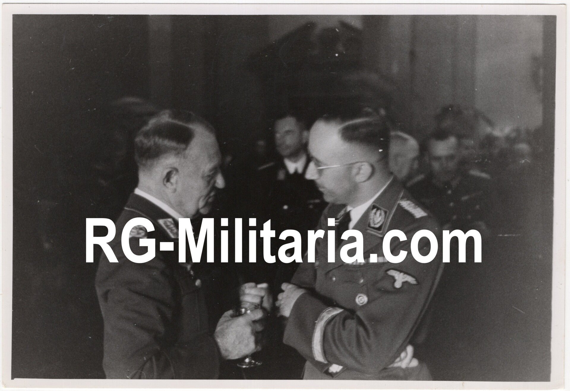 Original WW2 German Press Photo - Heinrich Himmler and Friedrich Christiansen at Kasteel Oud Wassenaar, Holland (1942) — image 3