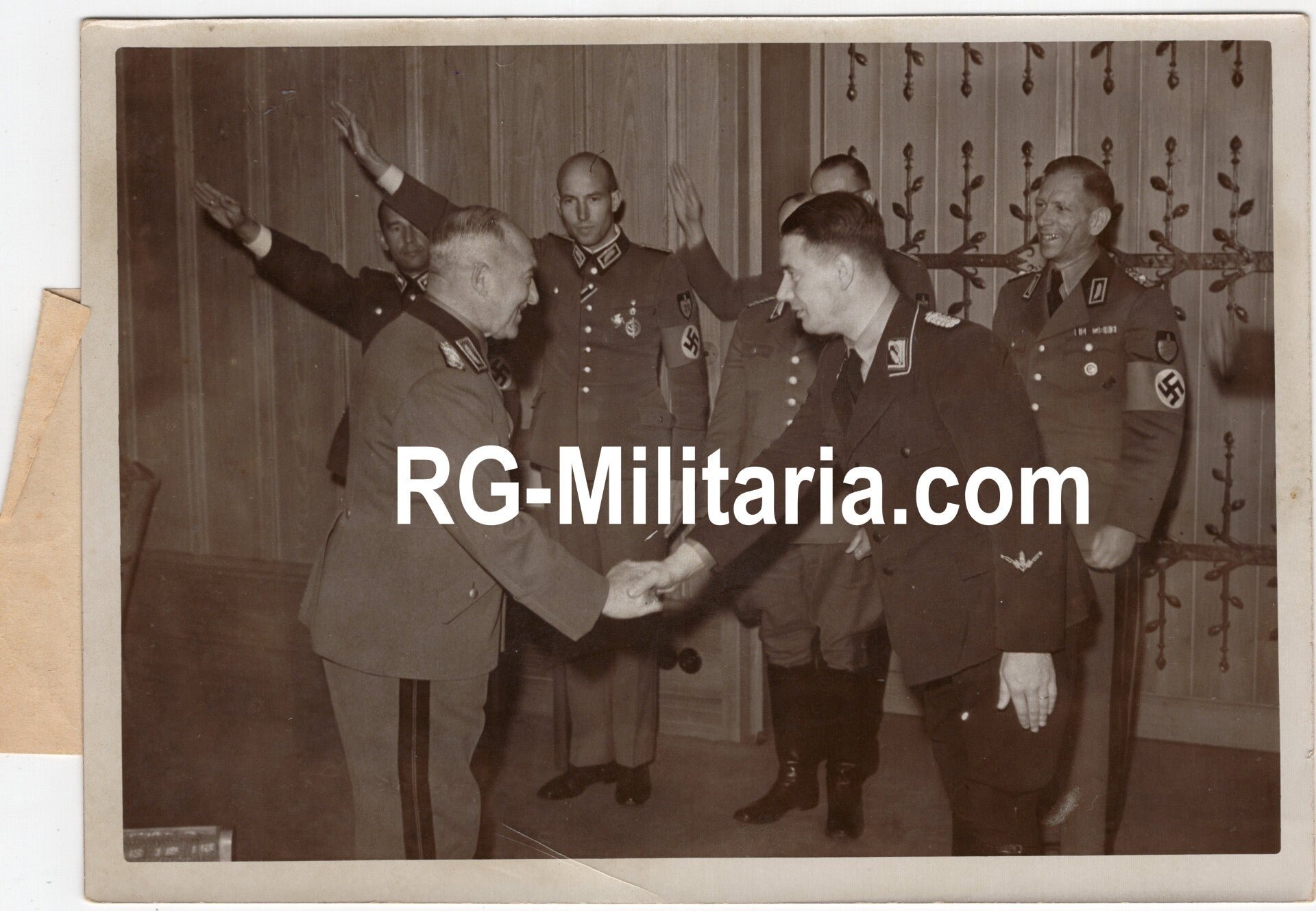 Original WW2 German Press Photo - RAD Reichsarbeitsführer Konstantin Hierl meeting the VAVV Flemish Arbeidsdienst leader Renaat van Thillo (1942) — image 3