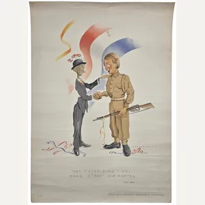 Original WW2 Dutch Liberation Poster - Met 't eten ging …