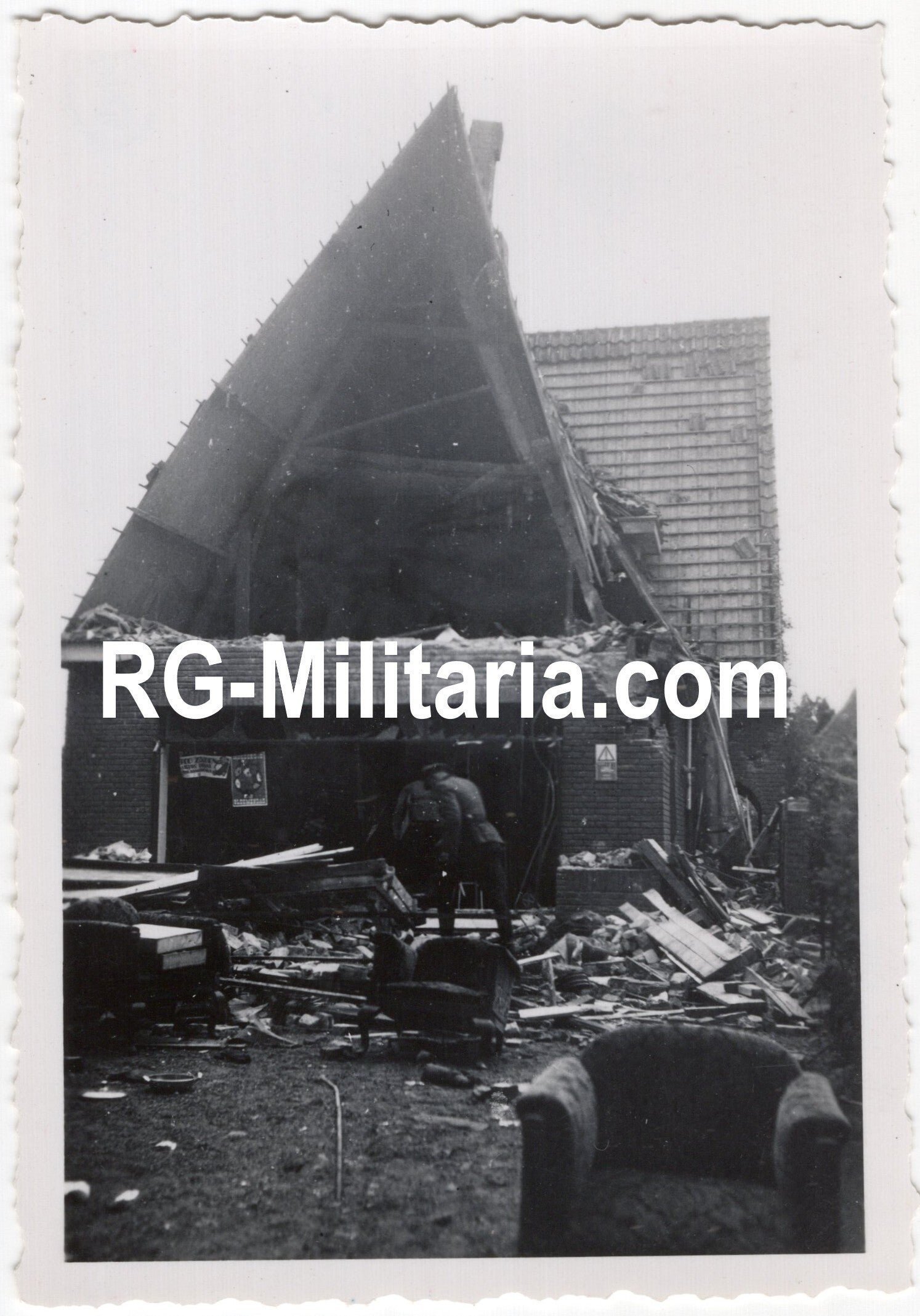 Original WW2 German Photo - Destroyed house in Wageningen, Holland, May (1940) — image 3