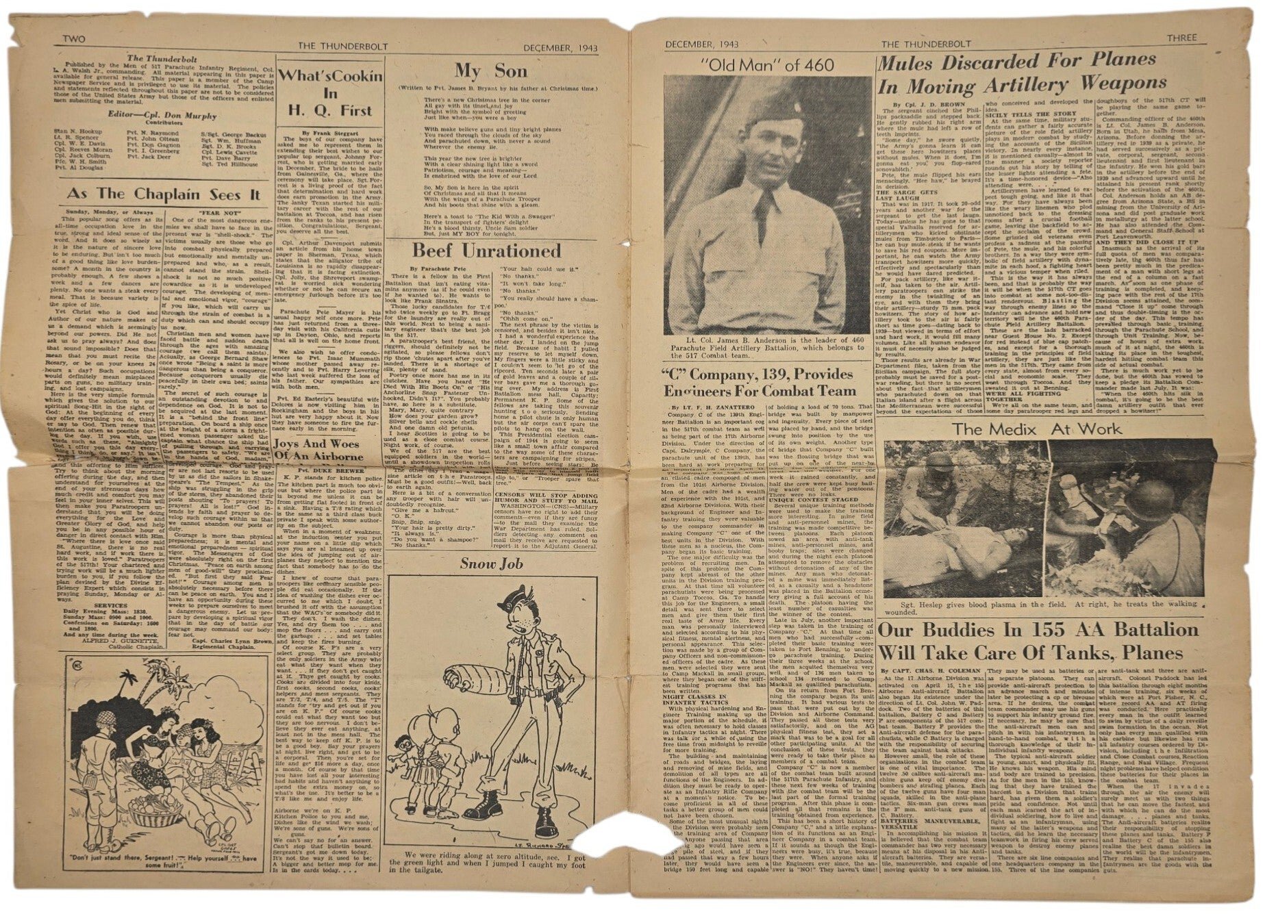 Original WW2 US Newspaper - The Thunderbolt, 517th Parachute Infantry Regiment, Vol. 1 No. 4 (1943) — image 2