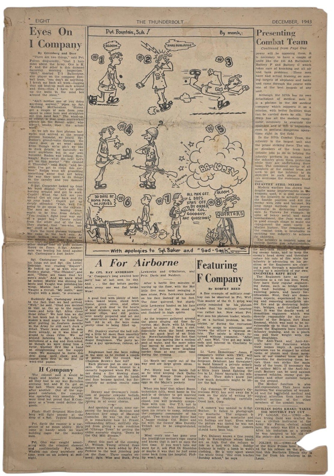 Original WW2 US Newspaper - The Thunderbolt, 517th Parachute Infantry Regiment, Vol. 1 No. 4 (1943) — image 4