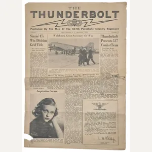Original WW2 US Newspaper - The Thunderbolt, 517th Parachute Infantry …