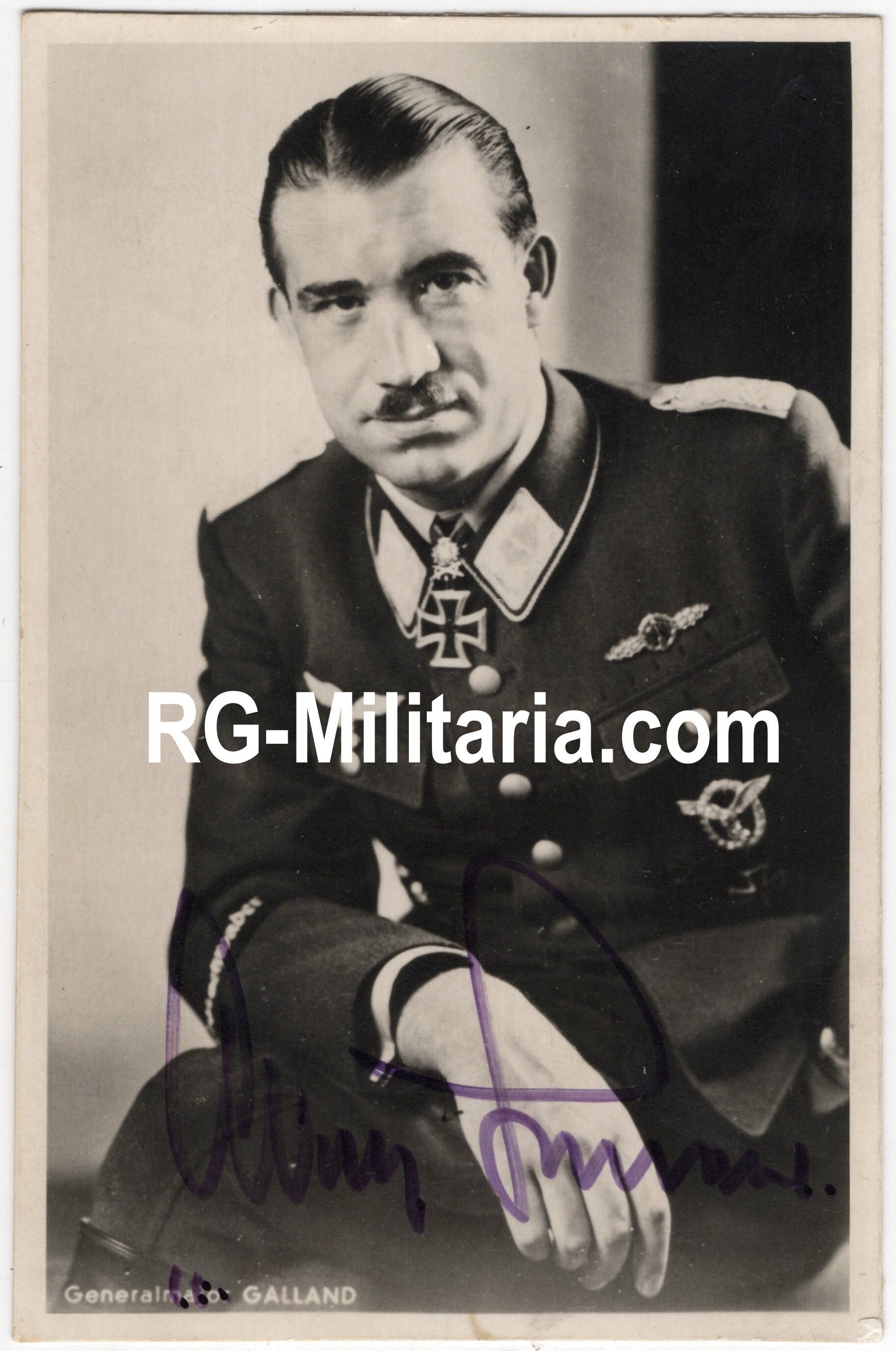Original German Picture - Postwar Signed Picture Luftwaffe Knights Cross with oak leaves and swords, wearer Generalmajor Galland — image 3