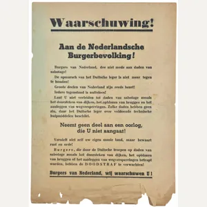 Original WW2 German Leaflet - Waarschuwing! Aan de Nederlandsche Burgerbevolking …