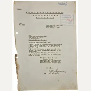 Original WW2 Dutch Collaboration WHN Document - Winterhulp Nederland circular …