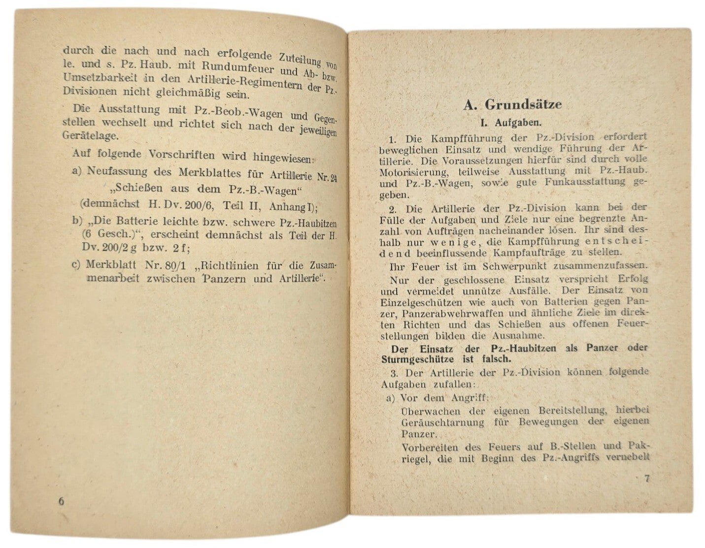 Original WW2 German Brochure - 27b/50 Merkblätter für Artillerie Nr. 25, Richtlinien für Einsatz und Verwendung der Artillerie im Rahmen der Panzer-Division (1944) — image 3