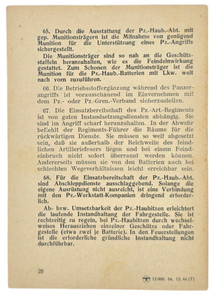 Original WW2 German Brochure - 27b/50 Merkblätter für Artillerie Nr. 25, Richtlinien für Einsatz und Verwendung der Artillerie im Rahmen der Panzer-Division (1944) — image 4