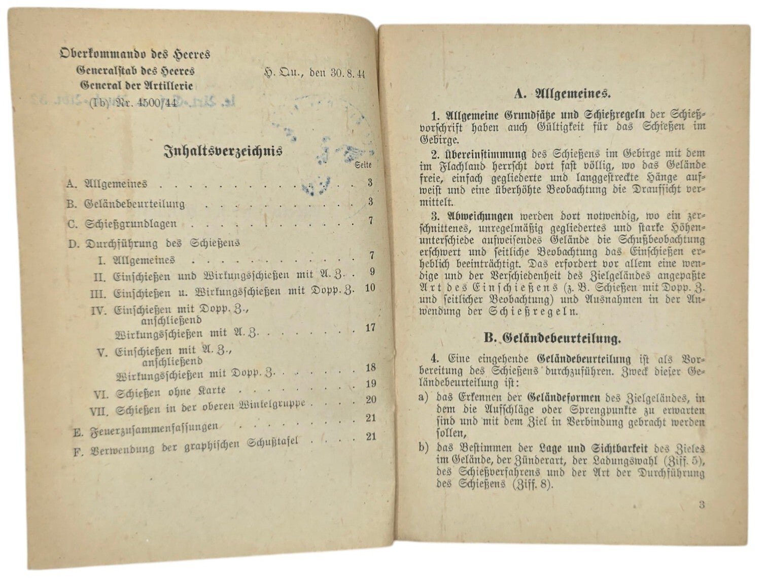 Original WW2 German Brochure - 27c/62 Merkblätter für Artillerie Nr. 46, Schiessen im Gebirge (1944) — image 2