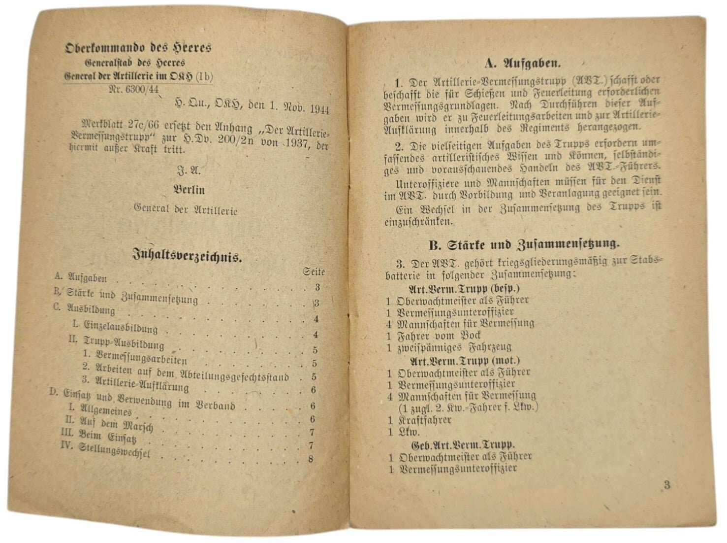 Original WW2 German Brochure - 27c/66 Merkblätter für Artillerie Nr. 49, Der Artillerie Vermessungstrupp (1944) — image 2