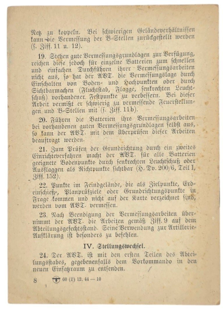 Original WW2 German Brochure - 27c/66 Merkblätter für Artillerie Nr. 49, Der Artillerie Vermessungstrupp (1944) — image 3