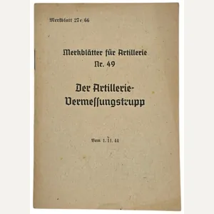 Original WW2 German Brochure - 27c/66 Merkblätter für Artillerie Nr. …