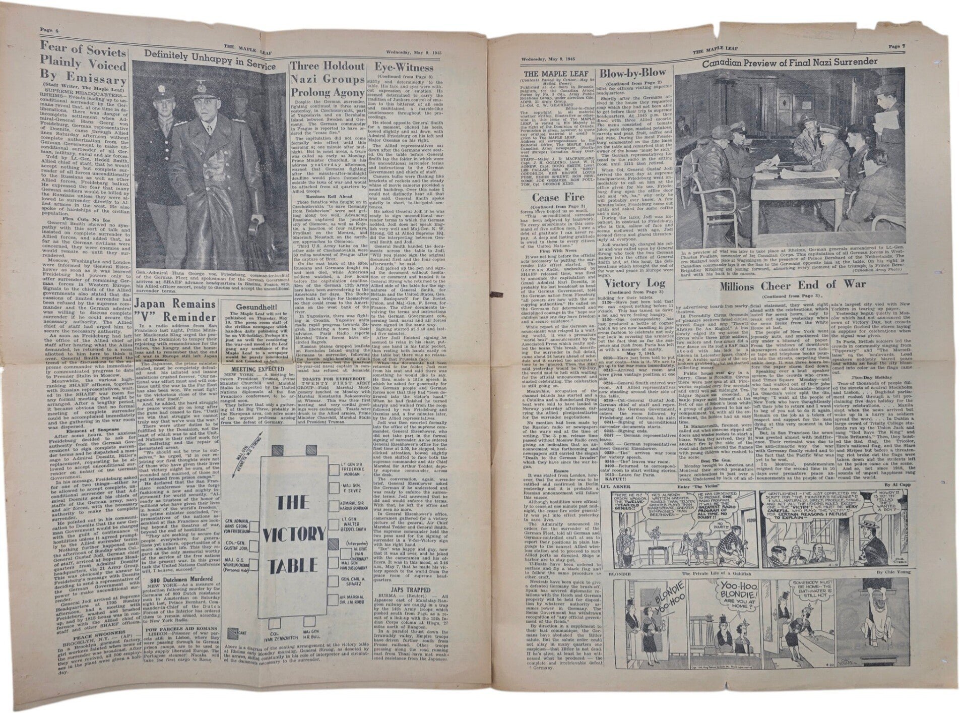 Original WW2 Canadian Newspaper - The Maple Leaf Extra Special Victory Edition KAPUT (1945) — image 3