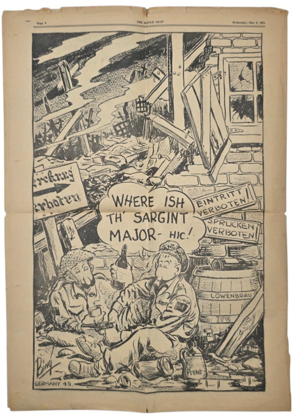 Original WW2 Canadian Newspaper - The Maple Leaf Extra Special Victory Edition KAPUT (1945) — image 4