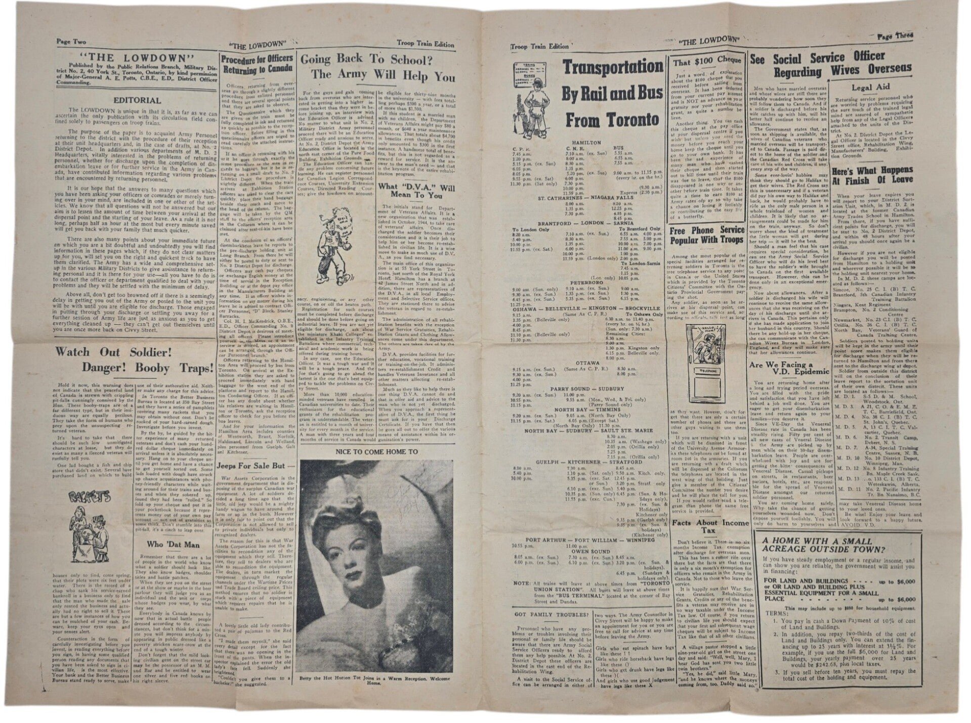 Original WW2 Canadian Newspaper - The Lowdown, Troop Train Edition Vol 1. No. 1 (1945) — image 2