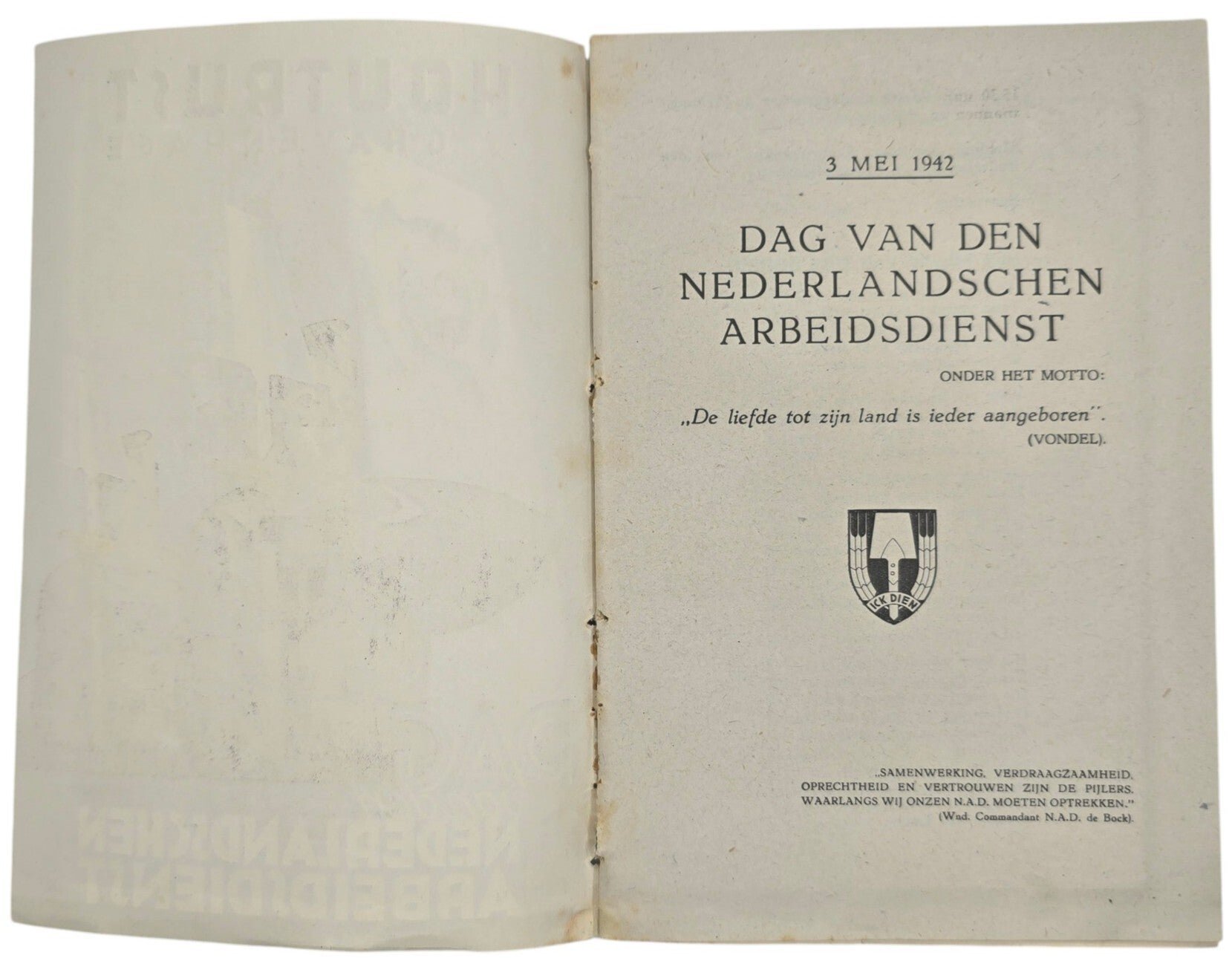 Original WW2 Dutch Collaboration NAD Brochure - Houtrust 's Gravenhage Dag van den Nederlandschen Arbeidsdienst (1942) — image 2