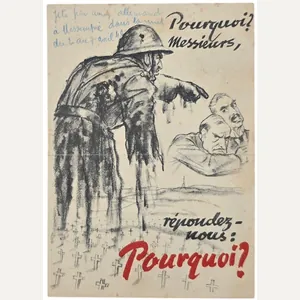 Original WW2 German Leaflet - Pourquoi? Messieurs, répondez-nous : Pourquoi? …
