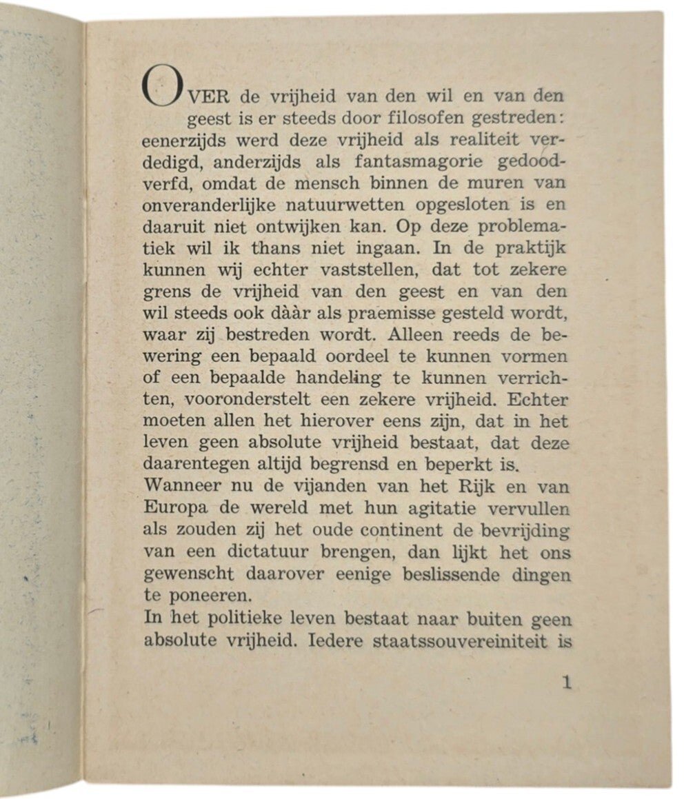Original WW2 Dutch Brochure - Duitsche en Europeesche Geestesvrijheid, Alfred Rosenberg (1944) — image 2